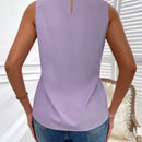 Prive Camisa de verano casual de unicolor con cuello alto, plisada y sin mangas