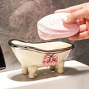 Jabonera Creativa y Linda para Bañera con Lazo Rosa - Bandeja de Jabón Ovalada, Accesorios Decorativos para el Cuarto de Baño, Lavabo o Ducha, Diseño Divertido, Artículos para la Bañera