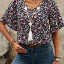 EMERY ROSE Camiseta de manga corta con cuello redondo para mujer con patron de estampado floral para verano
