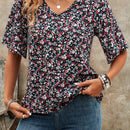 EMERY ROSE Camiseta de manga corta con cuello redondo para mujer con patron de estampado floral para verano