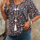 EMERY ROSE Camiseta de manga corta con cuello redondo para mujer con patron de estampado floral para verano
