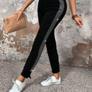 NEW EMERY ROSE Pantalones de pierna recta sencillos para mujer con decoracion de pedreria