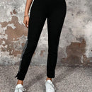 NEW EMERY ROSE Pantalones de pierna recta sencillos para mujer con decoracion de pedreria
