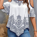 LUNE Camisa floja de hombros descubiertos con estampado floral para mujeres en vacaciones de verano