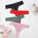 4-paquete de tangas de encaje para mujeres, tangas sexys de unicolor para el verano