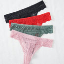 4-paquete de tangas de encaje para mujeres, tangas sexys de unicolor para el verano