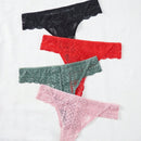 4-paquete de tangas de encaje para mujeres, tangas sexys de unicolor para el verano