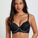 DesireSculpt Sensual y romantico sujetador push-up de encaje con aros, negro, para jovenes y mujeres, 1 pieza