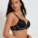 DesireSculpt Sensual y romantico sujetador push-up de encaje con aros, negro, para jovenes y mujeres, 1 pieza