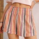 BohoFeels Pantalones cortos casuales de cintura a rayas para mujer con lazo, ajuste holgado, ideal para vacaciones