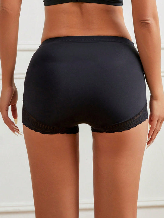 1 pieza Mujeres Cintura Alta Bragas Boxer Briefs Panty de Encaje Panties Cortos de Control de Barriga Boyshorts Florales