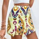VCAY Falda pantalon asimetrica de flores con detalle de boton para mujer en vacaciones