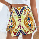 VCAY Falda pantalon asimetrica de flores con detalle de boton para mujer en vacaciones