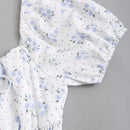 Vestido floral de manga farol con nudo delantero con fruncido bajo con fruncido