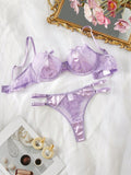 NEW Conjunto de lenceria sexy con detalles romanticos de encaje, que incluye brasier y panty