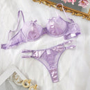NEW Conjunto de lenceria sexy con detalles romanticos de encaje, que incluye brasier y panty