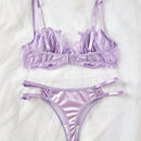 NEW Conjunto de lenceria sexy con detalles romanticos de encaje, que incluye brasier y panty
