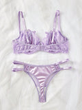 NEW Conjunto de lenceria sexy con detalles romanticos de encaje, que incluye brasier y panty