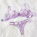 NEW Conjunto de lenceria sexy con detalles romanticos de encaje, que incluye brasier y panty
