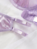 NEW Conjunto de lenceria sexy con detalles romanticos de encaje, que incluye brasier y panty