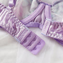 Conjunto de lenceria sexy morada con bordado para mujeres, consta de 2 piezas