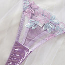 Conjunto de lenceria sexy morada con bordado para mujeres, consta de 2 piezas