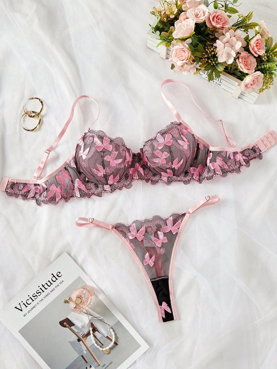 NEW 2 piezas/set Conjunto de lenceria sexy para mujeres bordado en 3D