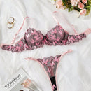 NEW 2 piezas/set Conjunto de lenceria sexy para mujeres bordado en 3D