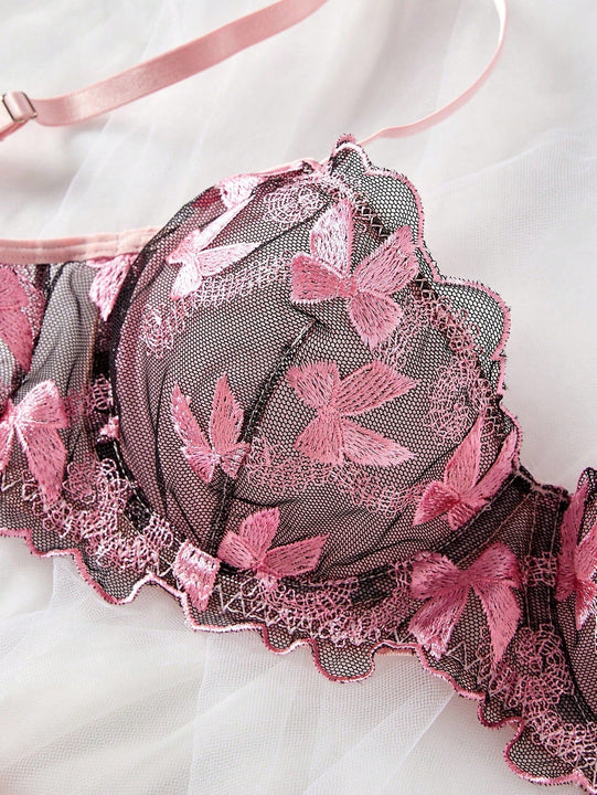 NEW 2 piezas/set Conjunto de lenceria sexy para mujeres bordado en 3D