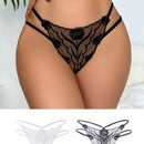 Conjunto de 3 piezas de tangas para mujeres con malla transparente bordada