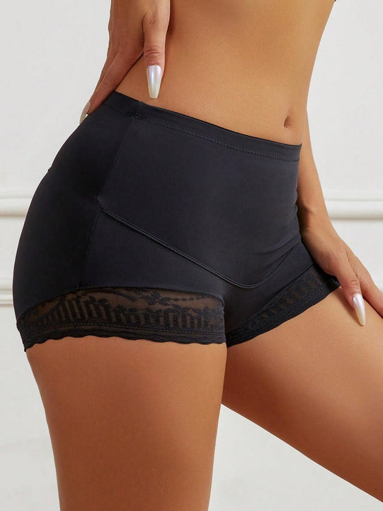 1 pieza Mujeres Cintura Alta Bragas Boxer Briefs Panty de Encaje Panties Cortos de Control de Barriga Boyshorts Florales