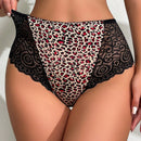 1 pieza de Braga para mujer en contraste de encaje de leopardo con cintura alta