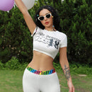 Eraneu Calzoncillos cortos de cintura de letras arcoiris para mujeres