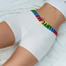 Eraneu Calzoncillos cortos de cintura de letras arcoiris para mujeres