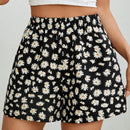 PETITE Shorts casuales de pierna ancha con estampado de margaritas para verano