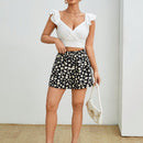 PETITE Shorts casuales de pierna ancha con estampado de margaritas para verano