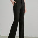 MOTF STUDIO Pantalones solidos de pierna acampanada con bolsillos inclinados y dobladillo dividido