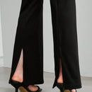 MOTF STUDIO Pantalones solidos de pierna acampanada con bolsillos inclinados y dobladillo dividido