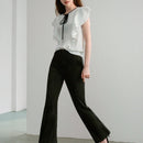 MOTF STUDIO Pantalones solidos de pierna acampanada con bolsillos inclinados y dobladillo dividido