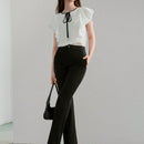 MOTF STUDIO Pantalones solidos de pierna acampanada con bolsillos inclinados y dobladillo dividido