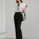MOTF STUDIO Pantalones solidos de pierna acampanada con bolsillos inclinados y dobladillo dividido