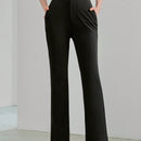 MOTF STUDIO Pantalones solidos de pierna acampanada con bolsillos inclinados y dobladillo dividido