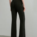 MOTF STUDIO Pantalones solidos de pierna acampanada con bolsillos inclinados y dobladillo dividido