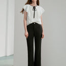 MOTF STUDIO Pantalones solidos de pierna acampanada con bolsillos inclinados y dobladillo dividido