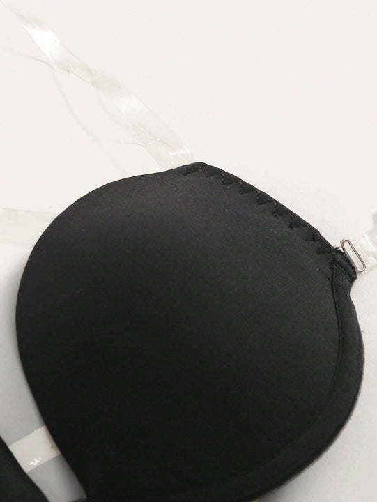 1 sujetador con aros, tirantes transparentes y espalda cruzada