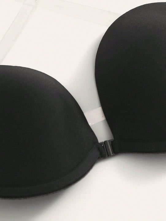 1 sujetador con aros, tirantes transparentes y espalda cruzada