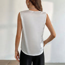 Prive Blusa de mujer sin mangas con nudo en la parte delantera y escote en V, estilo de oficina