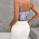 Prive Camiseta sin mangas con cuello en V y tenido anudado para mujer para primavera/verano