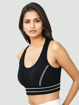 Sujetador deportivo negro de mujer, sin alambre, ropa interior atletica transpirable y comoda, delgada