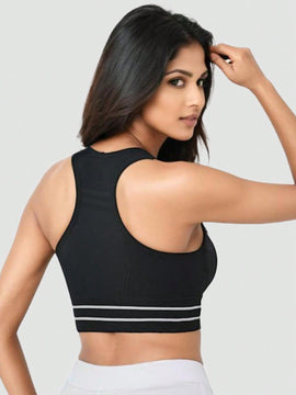 Sujetador deportivo negro de mujer, sin alambre, ropa interior atletica transpirable y comoda, delgada